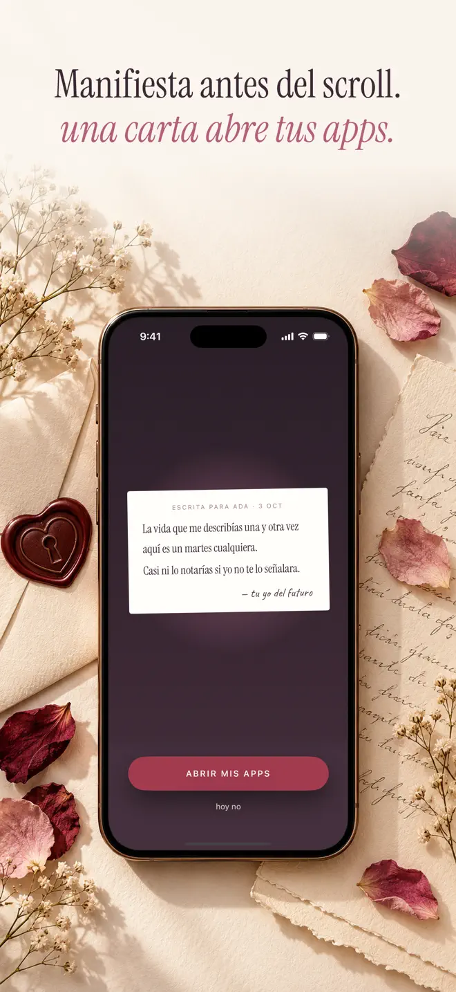 Una carta de tu yo del futuro en la pantalla de apps selladas de Vera
