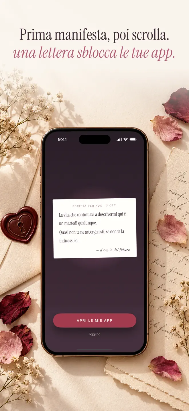 Una lettera dal tuo io del futuro sulla schermata delle app sigillate di Vera