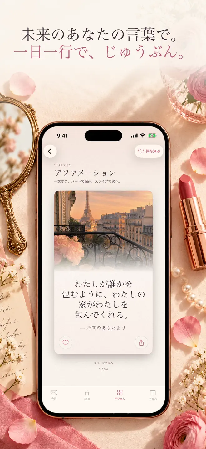 アファメーション、感謝、連続記録