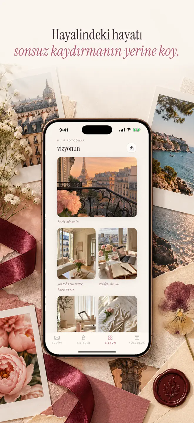 Kendi fotoğraflarından bir vizyon panosu